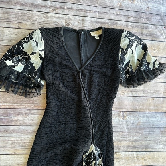 Lorrie Kabala Attitudes Dress 80s Party Dress Black White Flounces Layered - Picture 15 of 16